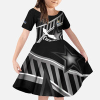 Custom Curacao Football Family Matching Long Sleeve Bodycon Dress and Hawaiian Shirt Go La Familia Azul Black Style - Wonder Print Shop