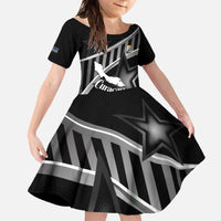 Custom Curacao Football Family Matching Off The Shoulder Long Sleeve Dress and Hawaiian Shirt Go La Familia Azul Black Style - Wonder Print Shop