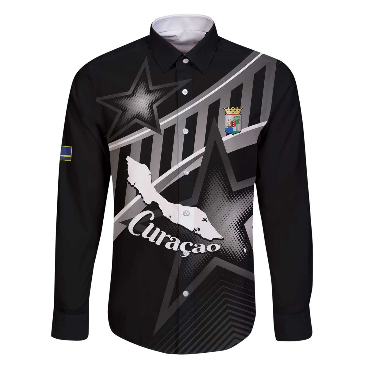 Custom Curacao Football Family Matching Off The Shoulder Long Sleeve Dress and Hawaiian Shirt Go La Familia Azul Black Style - Wonder Print Shop