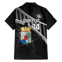 Custom Curacao Football Family Matching Off Shoulder Short Dress and Hawaiian Shirt Go La Familia Azul Black Style - Wonder Print Shop