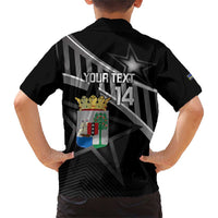 Custom Curacao Football Family Matching Short Sleeve Bodycon Dress and Hawaiian Shirt Go La Familia Azul Black Style - Wonder Print Shop