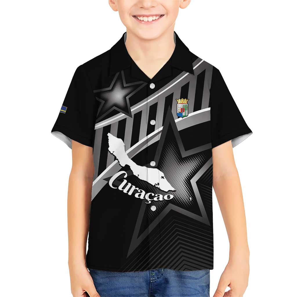 Custom Curacao Football Family Matching Short Sleeve Bodycon Dress and Hawaiian Shirt Go La Familia Azul Black Style - Wonder Print Shop