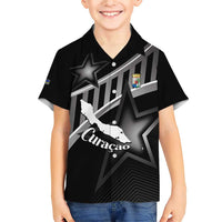 Custom Curacao Football Family Matching Short Sleeve Bodycon Dress and Hawaiian Shirt Go La Familia Azul Black Style - Wonder Print Shop