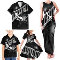 Custom Curacao Football Family Matching Tank Maxi Dress and Hawaiian Shirt Go La Familia Azul Black Style - Wonder Print Shop