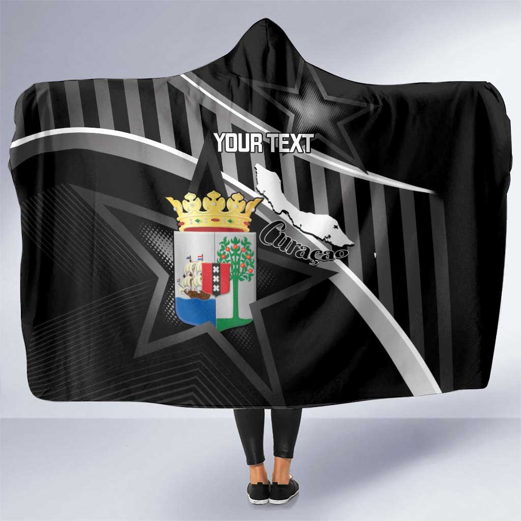 Custom Curacao Football Hooded Blanket Go La Familia Azul Black Style - Wonder Print Shop