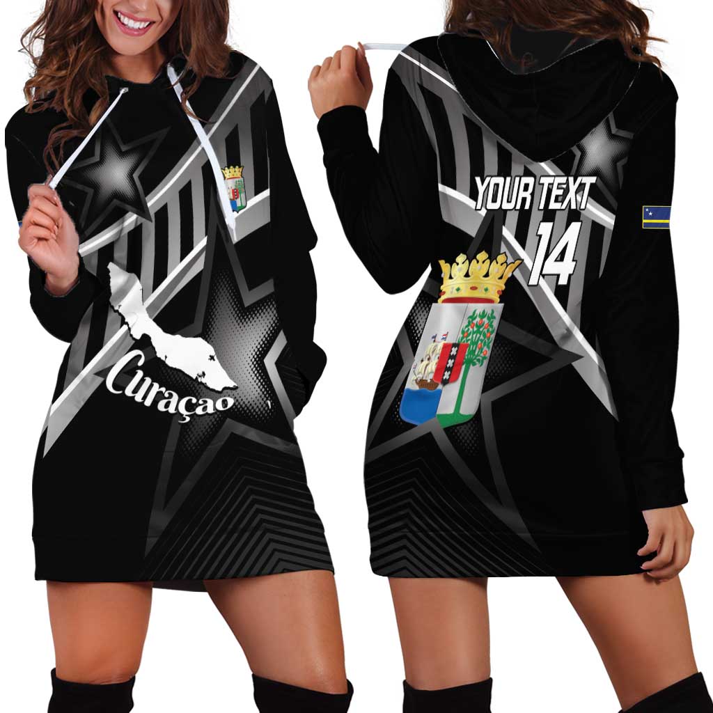 Custom Curacao Football Hoodie Dress Go La Familia Azul Black Style - Wonder Print Shop