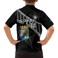 Custom Curacao Football Kid Hawaiian Shirt Go La Familia Azul Black Style - Wonder Print Shop