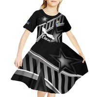 Custom Curacao Football Kid Short Sleeve Dress Go La Familia Azul Black Style - Wonder Print Shop