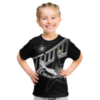 Custom Curacao Football Kid T Shirt Go La Familia Azul Black Style - Wonder Print Shop