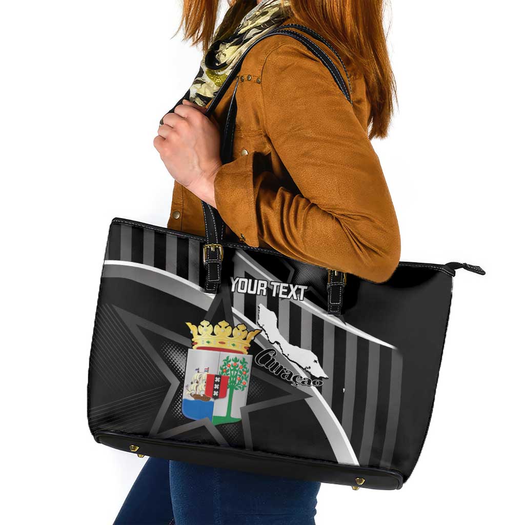 Custom Curacao Football Leather Tote Bag Go La Familia Azul Black Style - Wonder Print Shop
