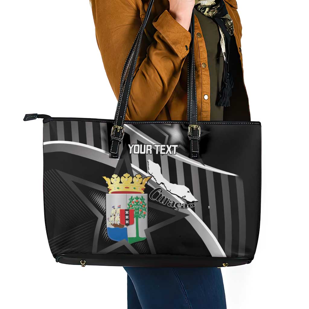 Custom Curacao Football Leather Tote Bag Go La Familia Azul Black Style - Wonder Print Shop