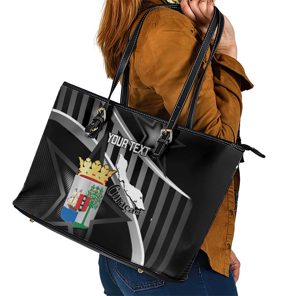 Custom Curacao Football Leather Tote Bag Go La Familia Azul Black Style - Wonder Print Shop