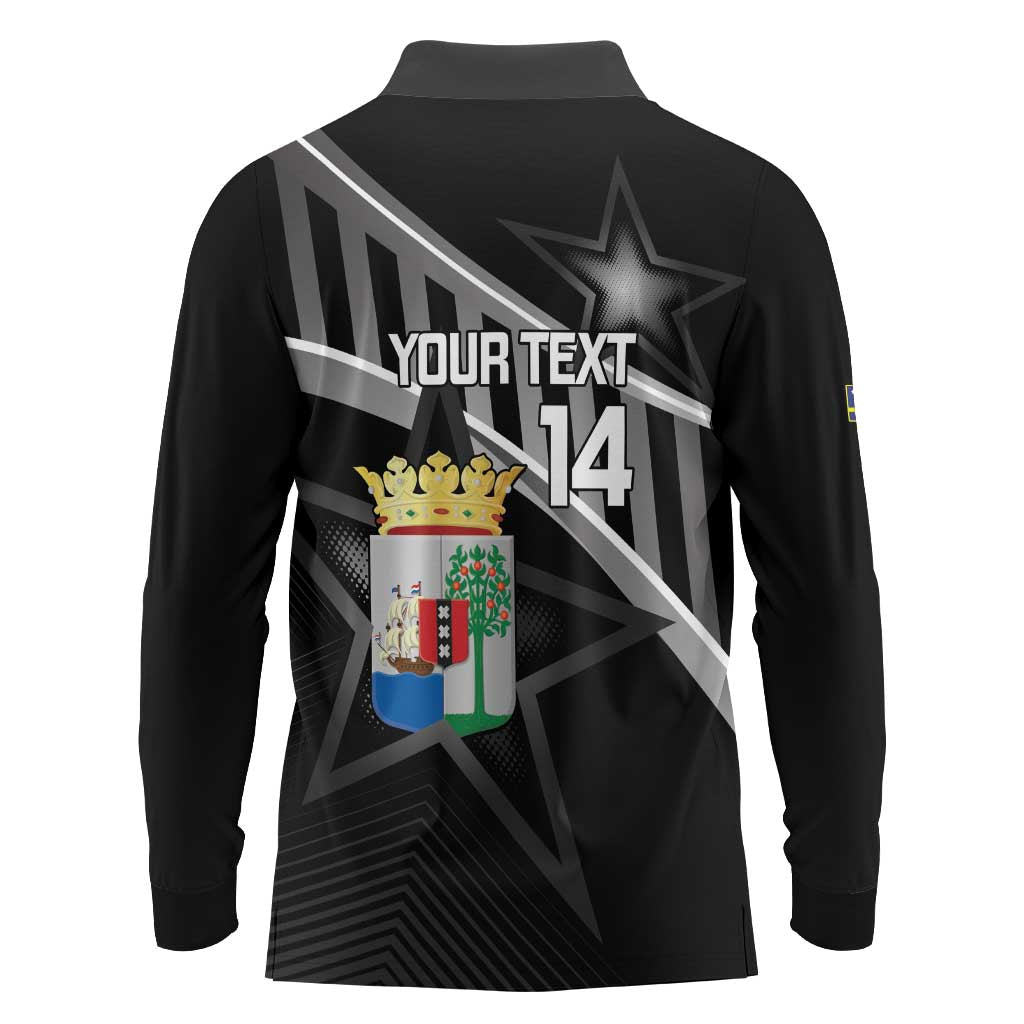 Custom Curacao Football Long Sleeve Polo Shirt Go La Familia Azul Black Style - Wonder Print Shop