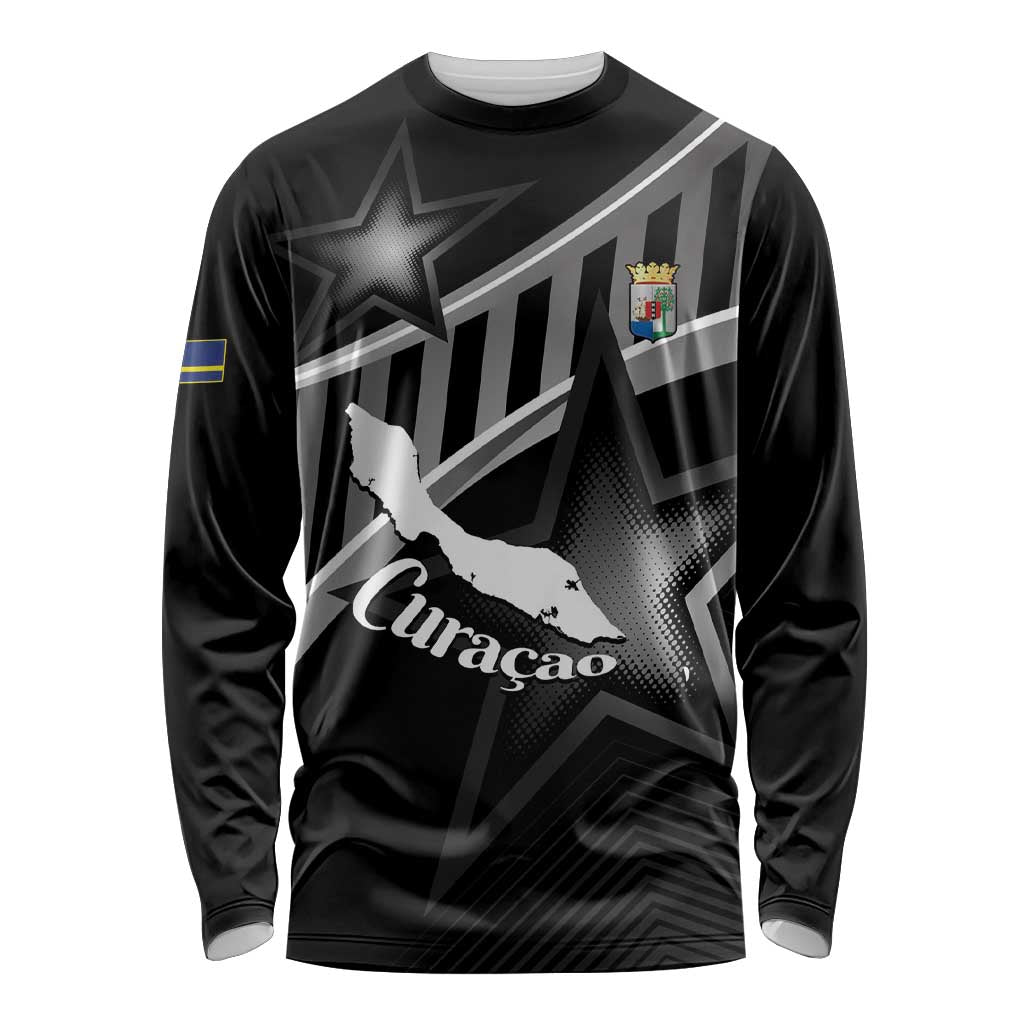 Custom Curacao Football Long Sleeve Shirt Go La Familia Azul Black Style - Wonder Print Shop
