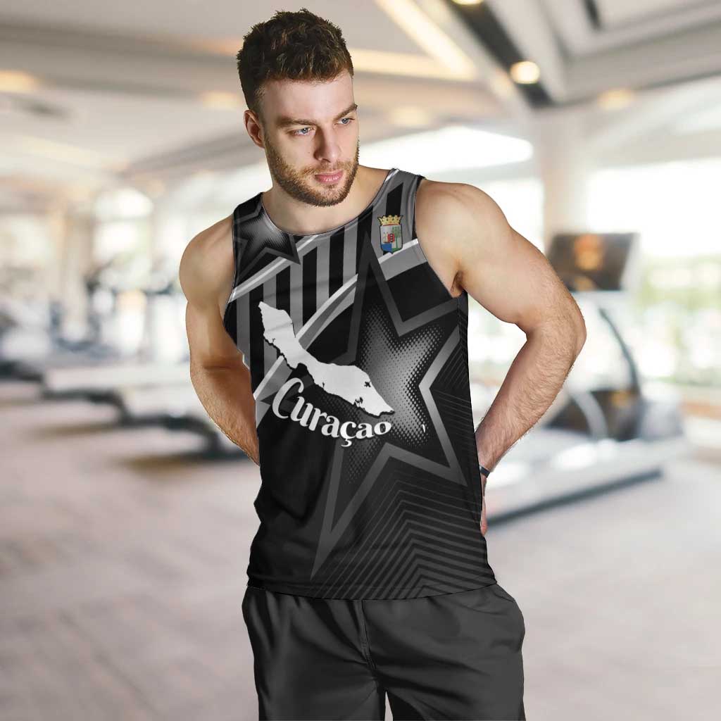 Custom Curacao Football Men Tank Top Go La Familia Azul Black Style - Wonder Print Shop