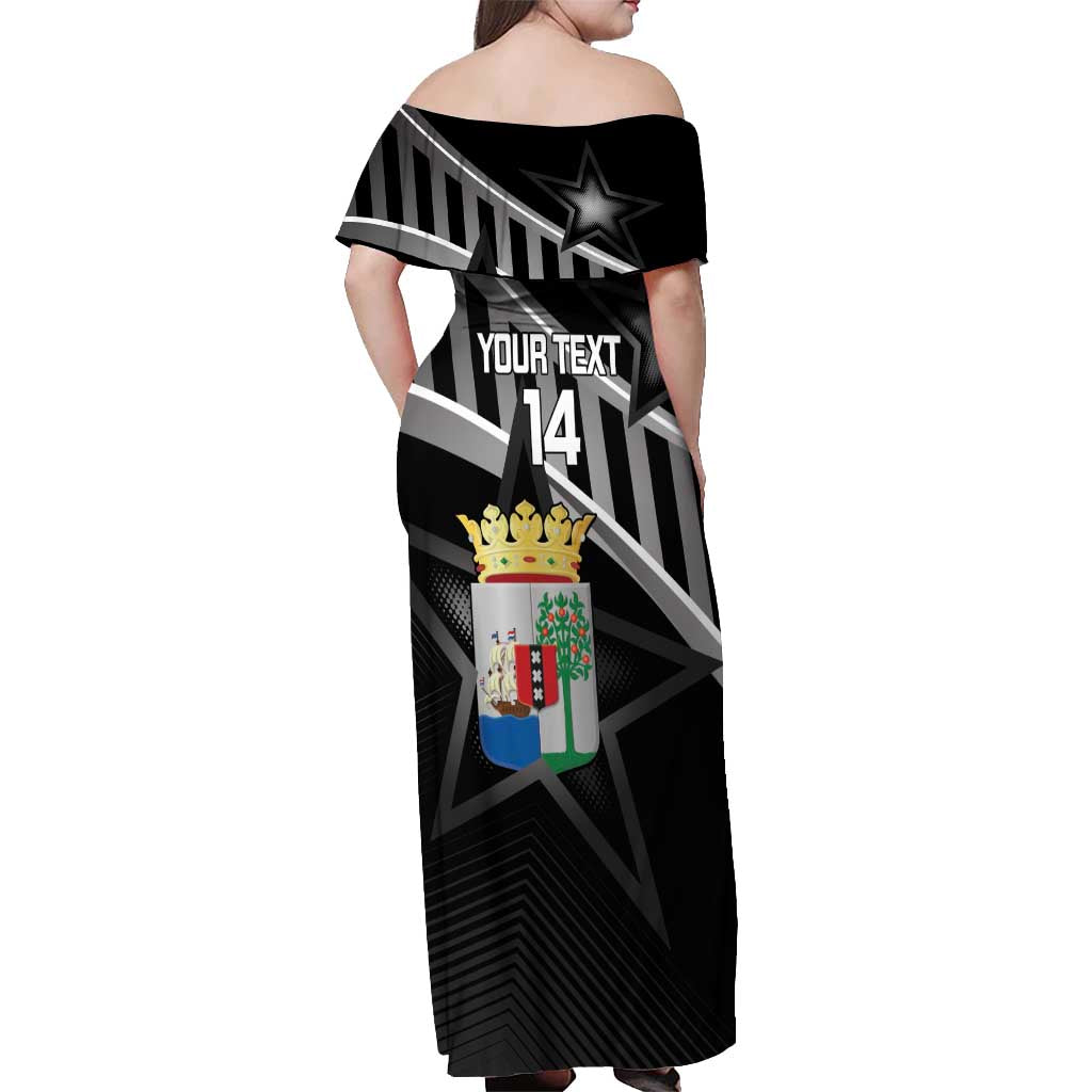 Custom Curacao Football Off Shoulder Maxi Dress Go La Familia Azul Black Style - Wonder Print Shop