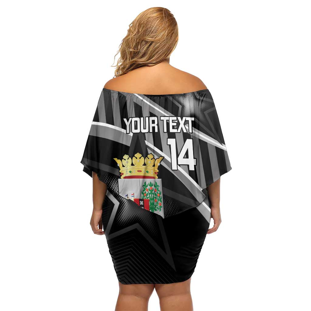 Custom Curacao Football Off Shoulder Short Dress Go La Familia Azul Black Style - Wonder Print Shop