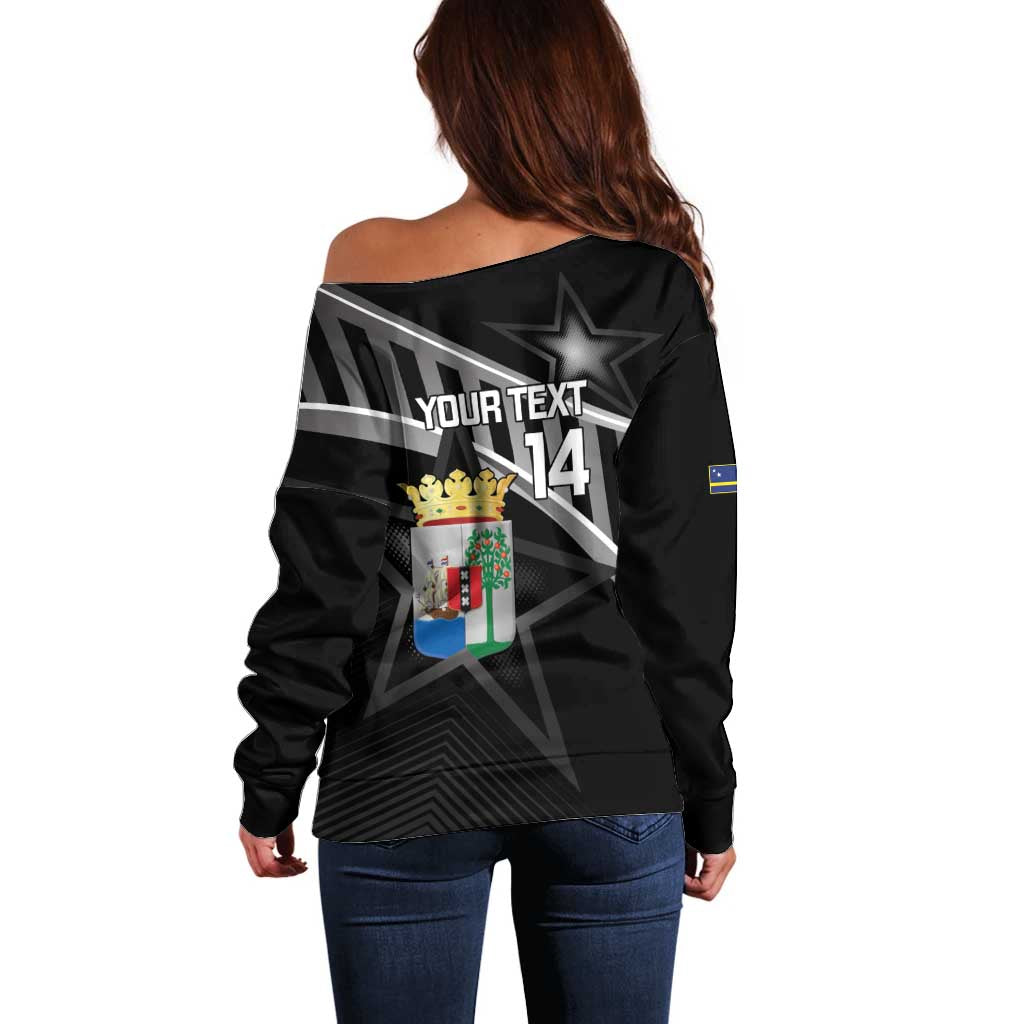 Custom Curacao Football Off Shoulder Sweater Go La Familia Azul Black Style - Wonder Print Shop