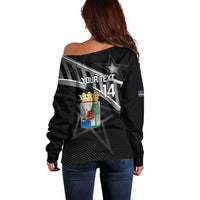 Custom Curacao Football Off Shoulder Sweater Go La Familia Azul Black Style - Wonder Print Shop