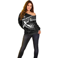 Custom Curacao Football Off Shoulder Sweater Go La Familia Azul Black Style - Wonder Print Shop