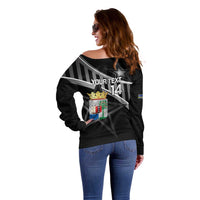 Custom Curacao Football Off Shoulder Sweater Go La Familia Azul Black Style - Wonder Print Shop
