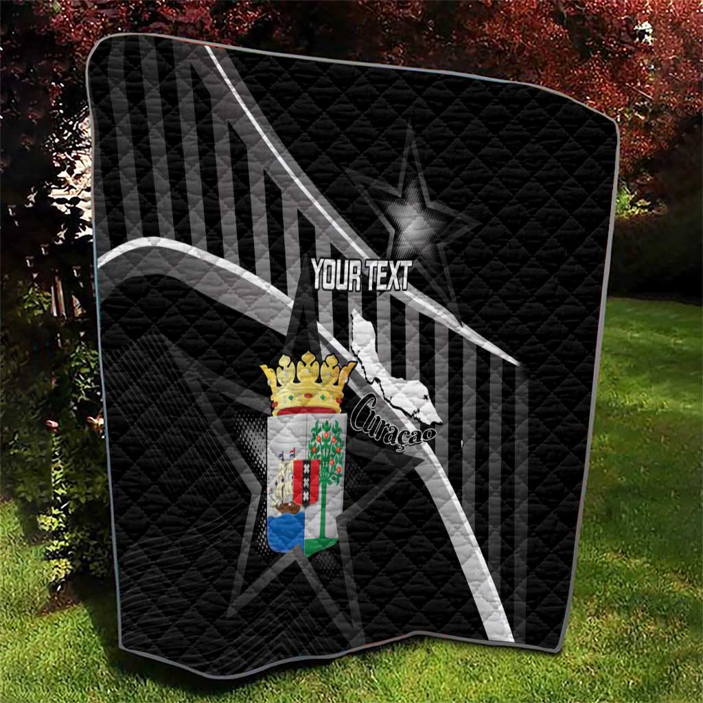 Custom Curacao Football Quilt Go La Familia Azul Black Style - Wonder Print Shop