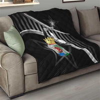 Custom Curacao Football Quilt Go La Familia Azul Black Style - Wonder Print Shop