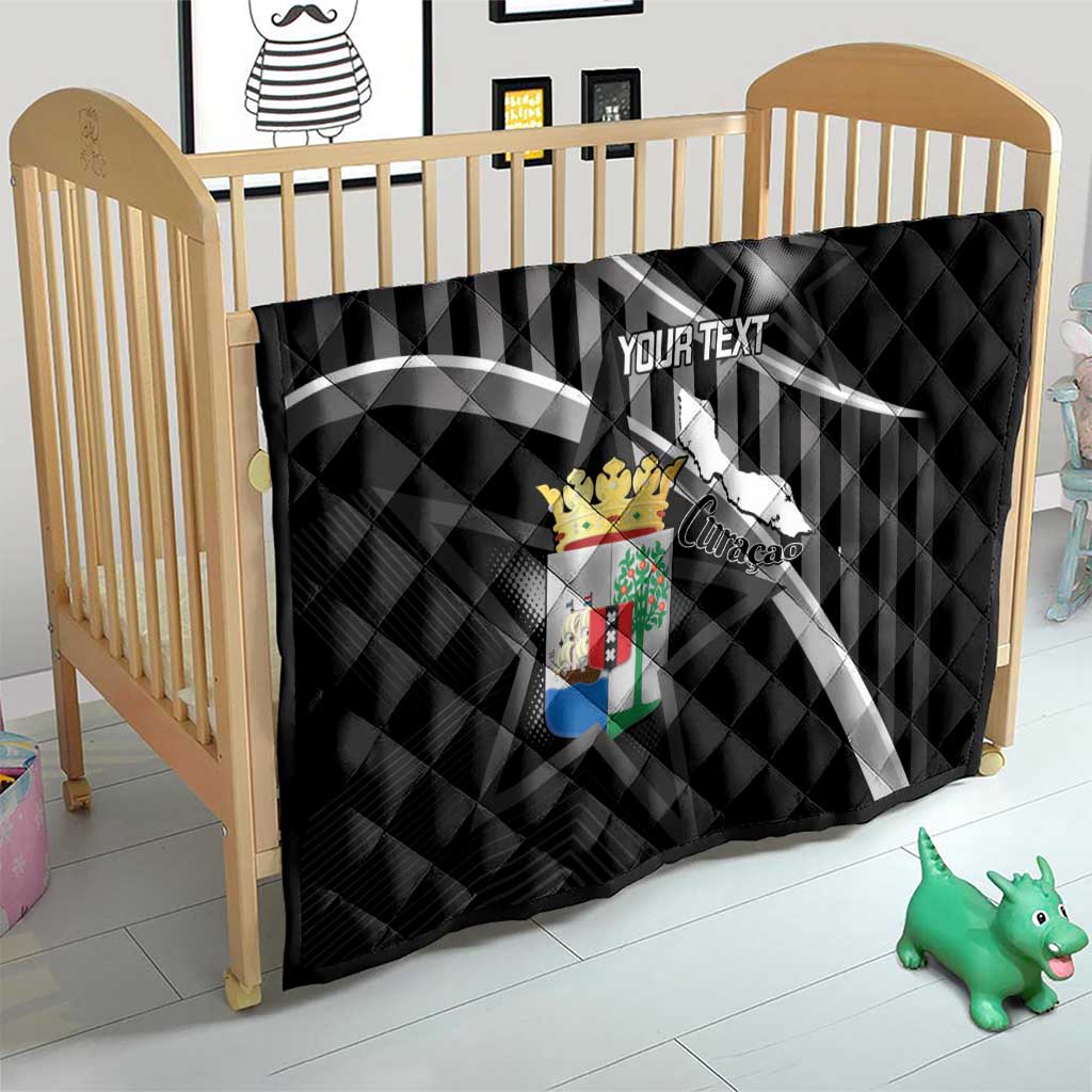 Custom Curacao Football Quilt Go La Familia Azul Black Style - Wonder Print Shop