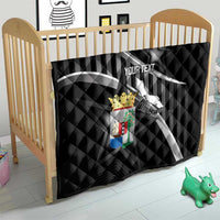 Custom Curacao Football Quilt Go La Familia Azul Black Style - Wonder Print Shop