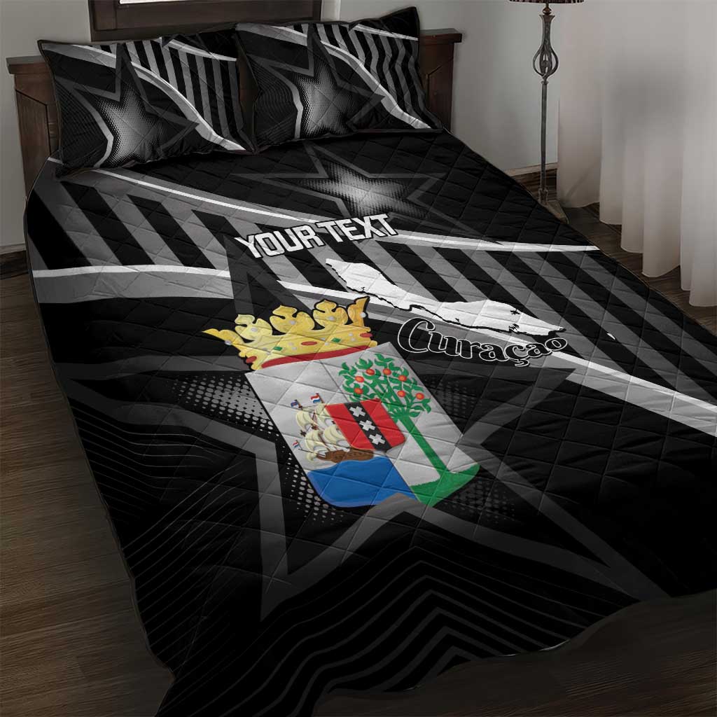 Custom Curacao Football Quilt Bed Set Go La Familia Azul Black Style - Wonder Print Shop