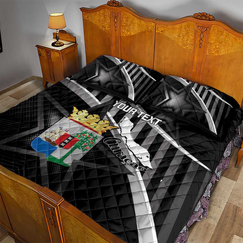 Custom Curacao Football Quilt Bed Set Go La Familia Azul Black Style - Wonder Print Shop