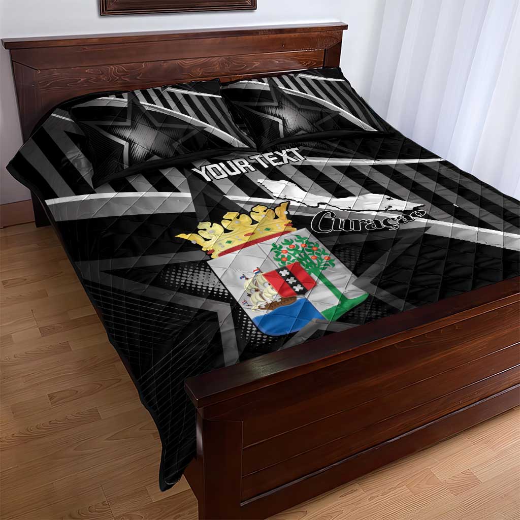 Custom Curacao Football Quilt Bed Set Go La Familia Azul Black Style - Wonder Print Shop