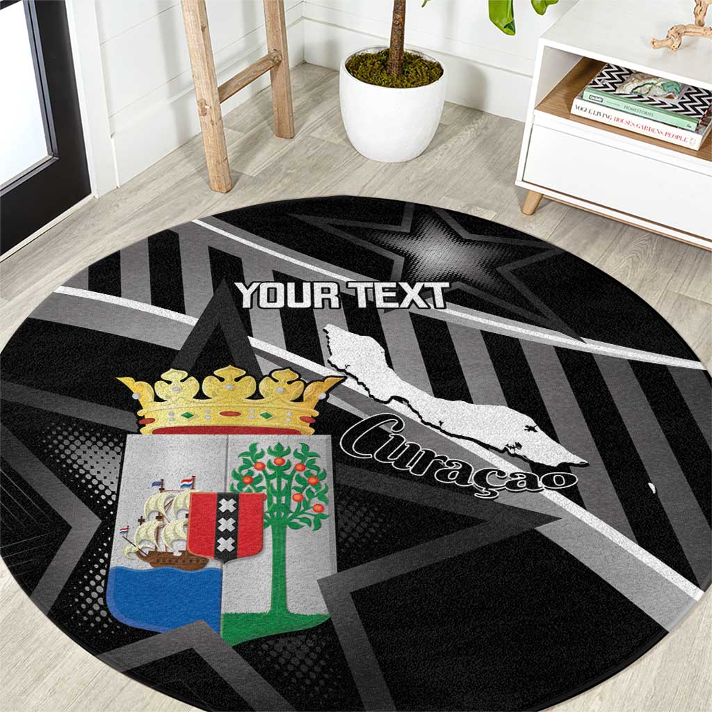 Custom Curacao Football Round Carpet Go La Familia Azul Black Style - Wonder Print Shop