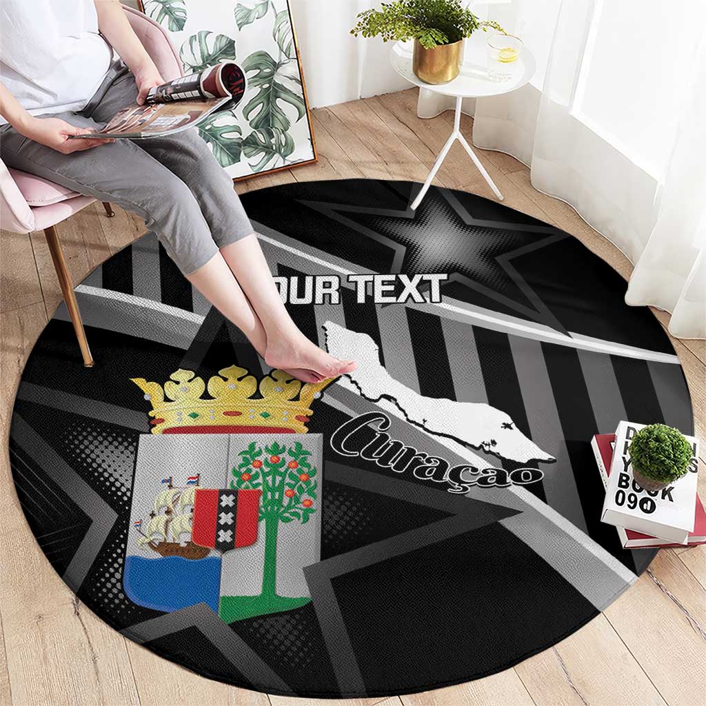 Custom Curacao Football Round Carpet Go La Familia Azul Black Style - Wonder Print Shop