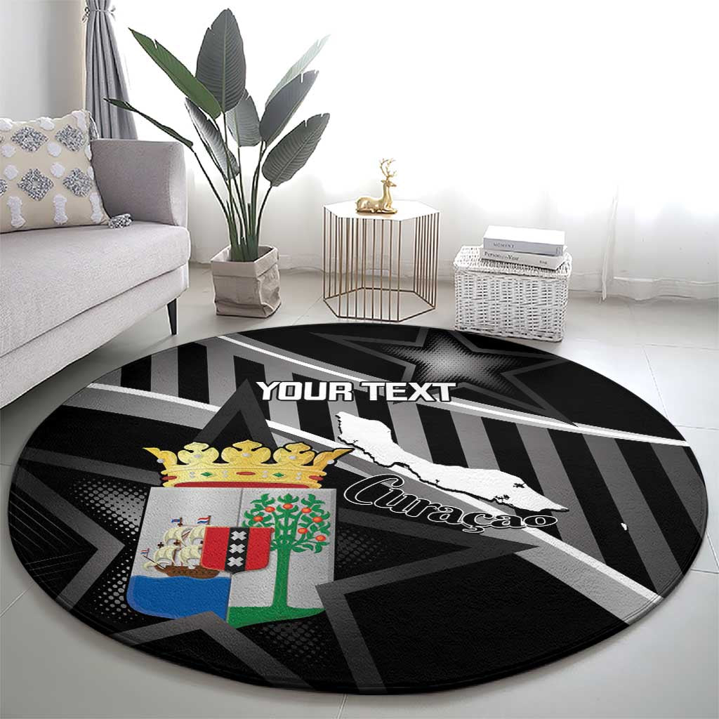 Custom Curacao Football Round Carpet Go La Familia Azul Black Style - Wonder Print Shop