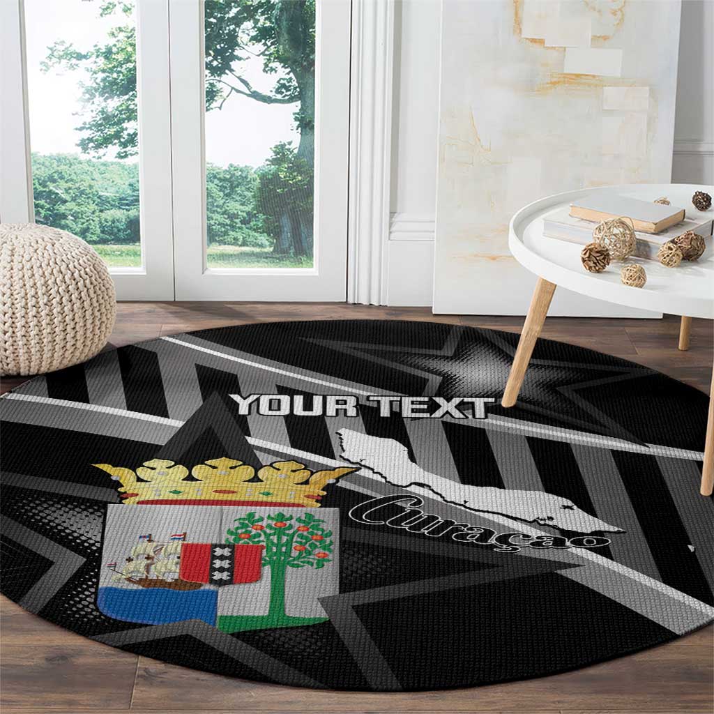 Custom Curacao Football Round Carpet Go La Familia Azul Black Style - Wonder Print Shop