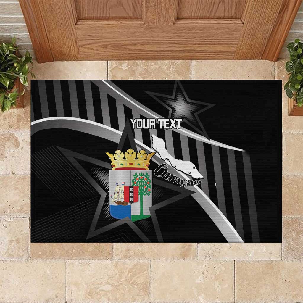 Custom Curacao Football Rubber Doormat Go La Familia Azul Black Style - Wonder Print Shop
