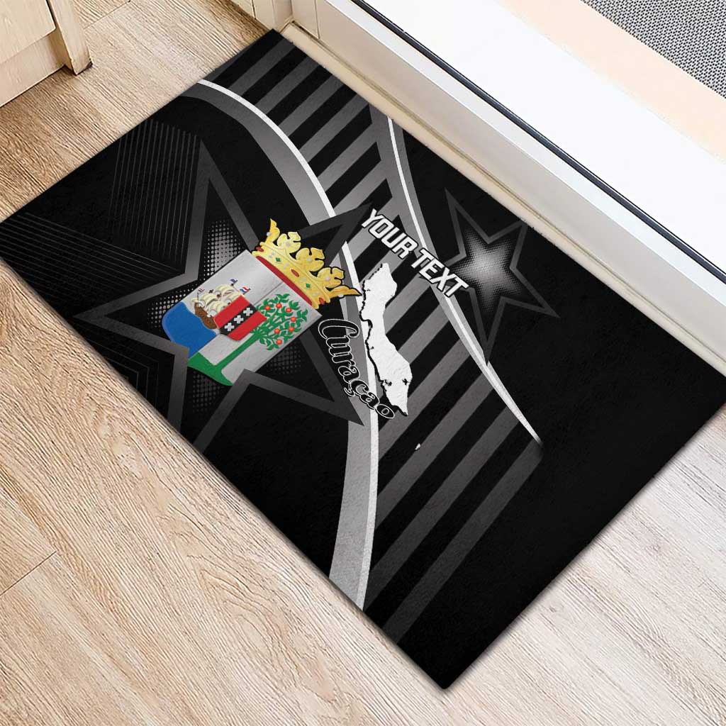 Custom Curacao Football Rubber Doormat Go La Familia Azul Black Style - Wonder Print Shop