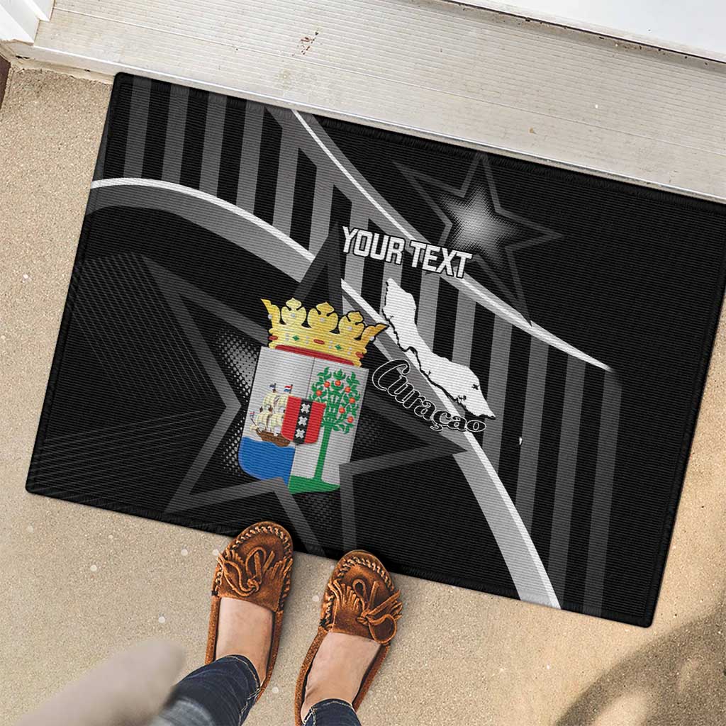 Custom Curacao Football Rubber Doormat Go La Familia Azul Black Style - Wonder Print Shop