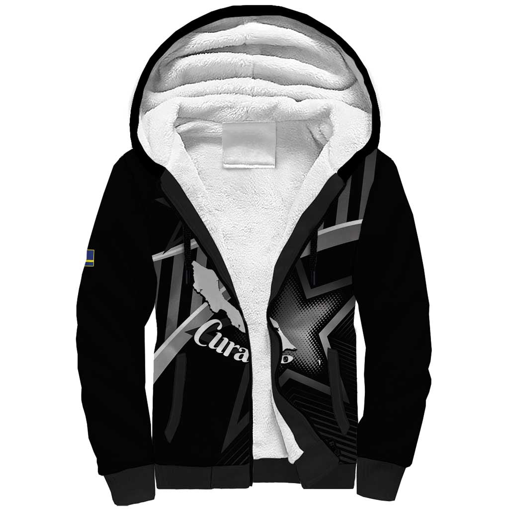Custom Curacao Football Sherpa Hoodie Go La Familia Azul Black Style - Wonder Print Shop