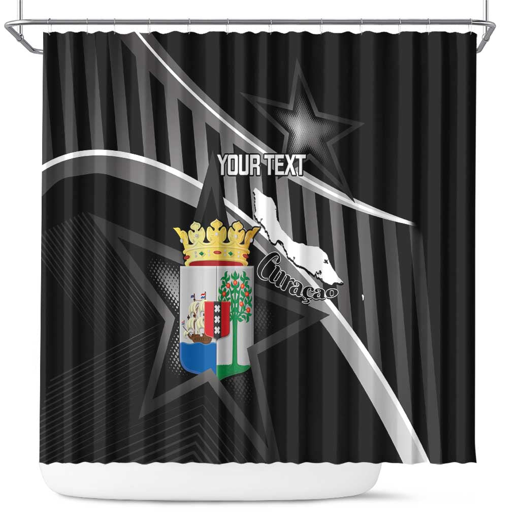 Custom Curacao Football Shower Curtain Go La Familia Azul Black Style - Wonder Print Shop