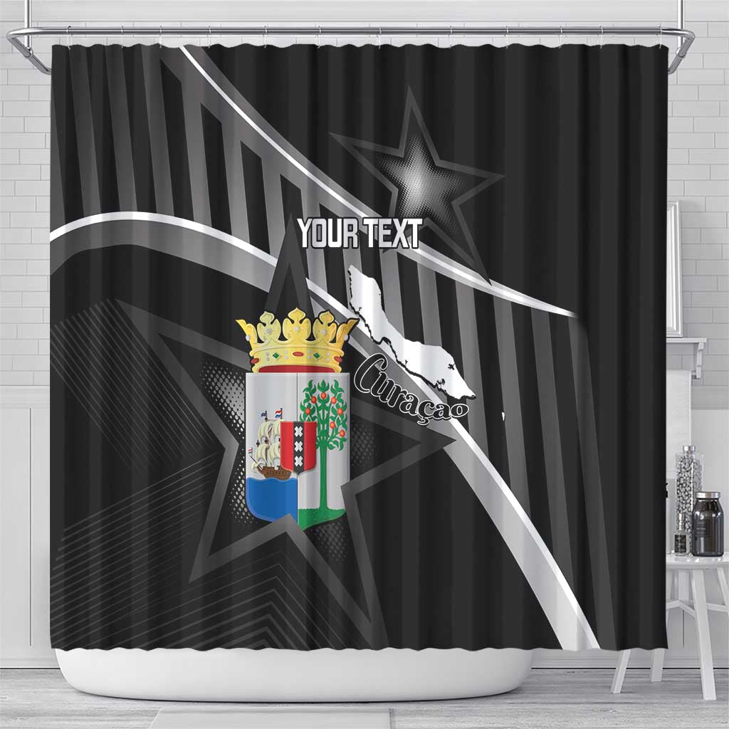 Custom Curacao Football Shower Curtain Go La Familia Azul Black Style - Wonder Print Shop