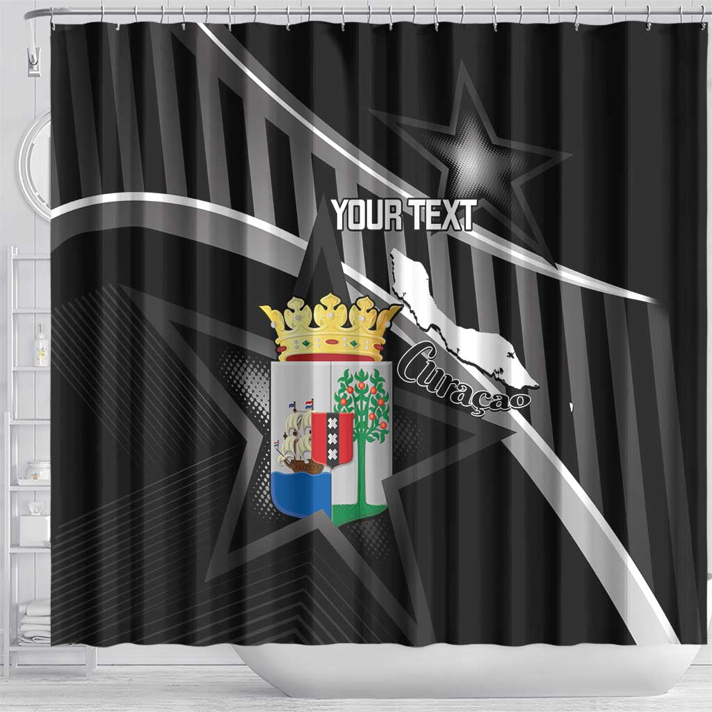 Custom Curacao Football Shower Curtain Go La Familia Azul Black Style - Wonder Print Shop