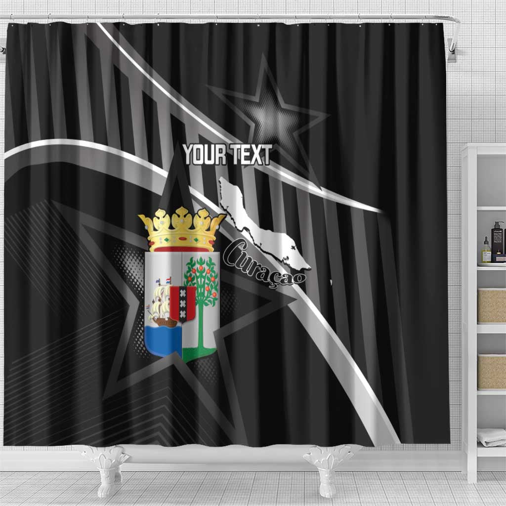 Custom Curacao Football Shower Curtain Go La Familia Azul Black Style - Wonder Print Shop