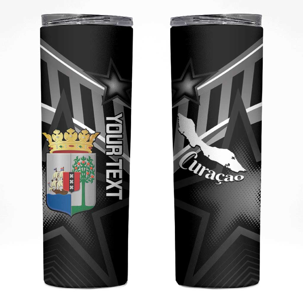 Custom Curacao Football Skinny Tumbler Go La Familia Azul Black Style - Wonder Print Shop