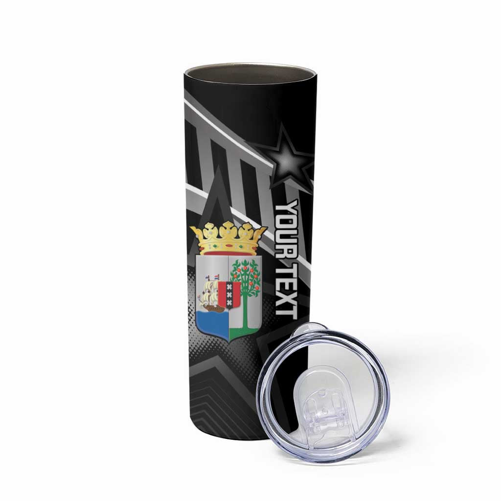 Custom Curacao Football Skinny Tumbler Go La Familia Azul Black Style - Wonder Print Shop