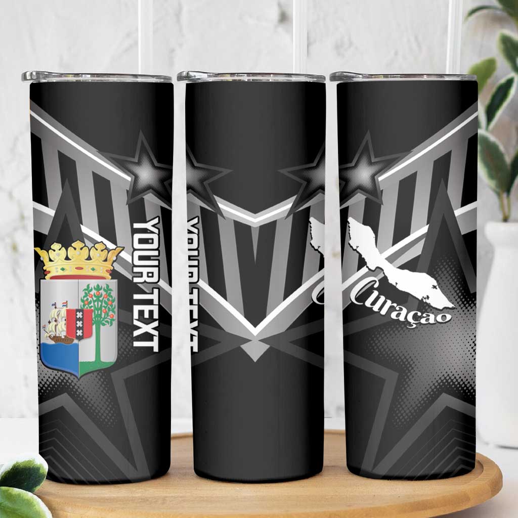 Custom Curacao Football Skinny Tumbler Go La Familia Azul Black Style - Wonder Print Shop