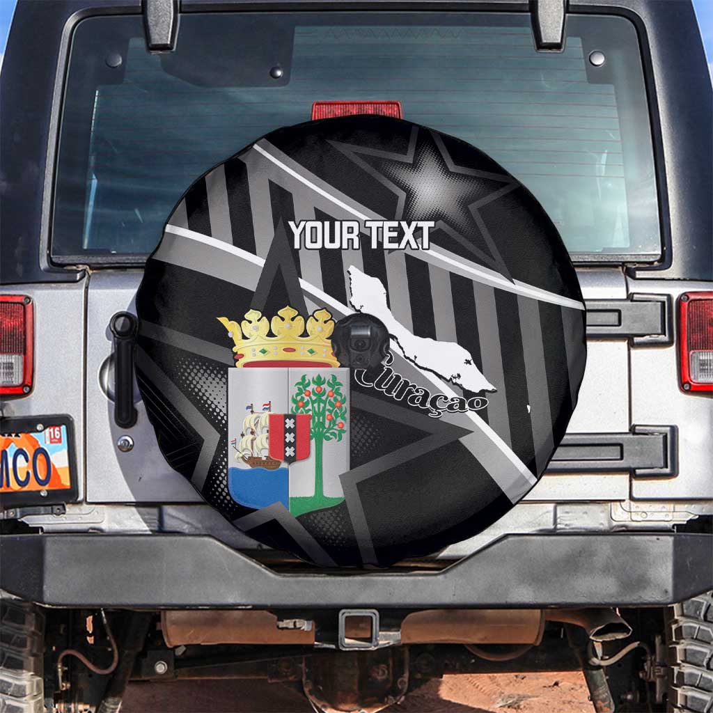 Custom Curacao Football Spare Tire Cover Go La Familia Azul Black Style - Wonder Print Shop
