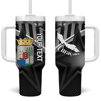 Custom Curacao Football Tumbler With Handle Go La Familia Azul Black Style - Wonder Print Shop