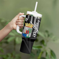 Custom Curacao Football Tumbler With Handle Go La Familia Azul Black Style - Wonder Print Shop